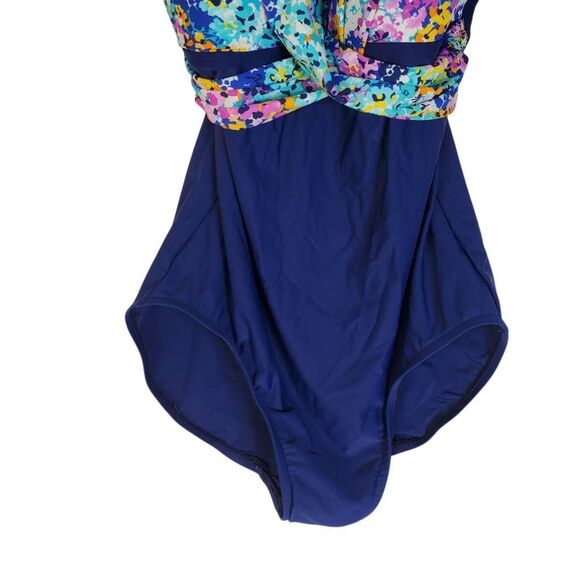 Maxine Of Hollywood Women's V-Neck Drape Front Mio One Piece Swimsuit Size 10 - Picture 4 of 13